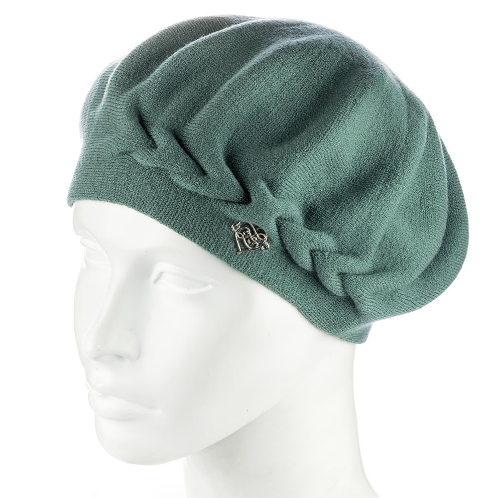 Берет женский двойной сбоку с узором Zolly ZH257 Темный мятный