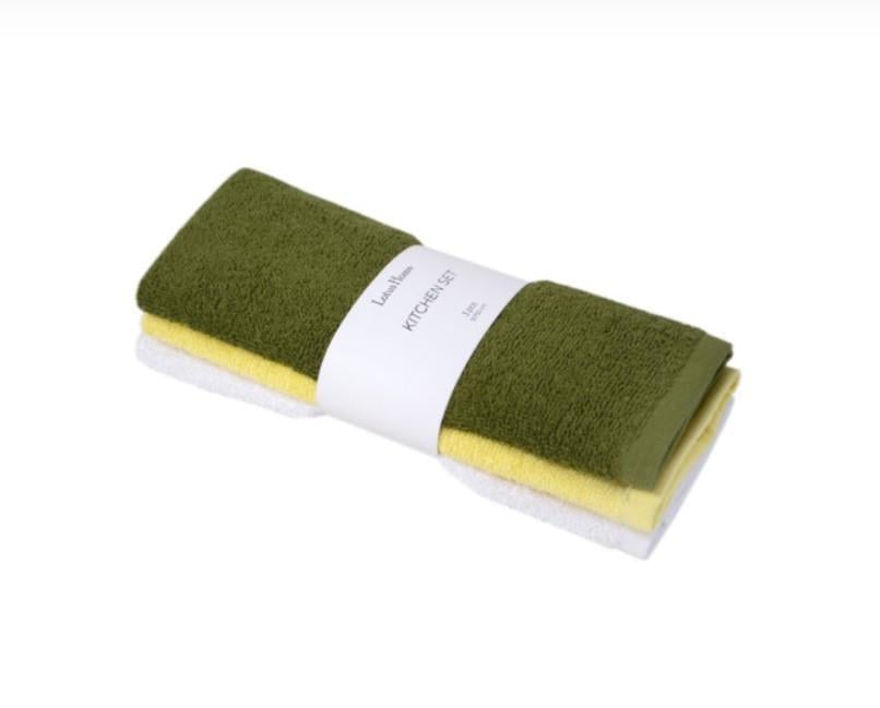 Набор полотенец Lotus Home Basic 400 г/м2 30х50 см 3 шт. Зеленый/Белый (28092037)