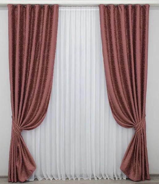 Шторы в гостиную/спальню блекаут 1,5х2,7 м 2 шт. Марсала (1154ш)
