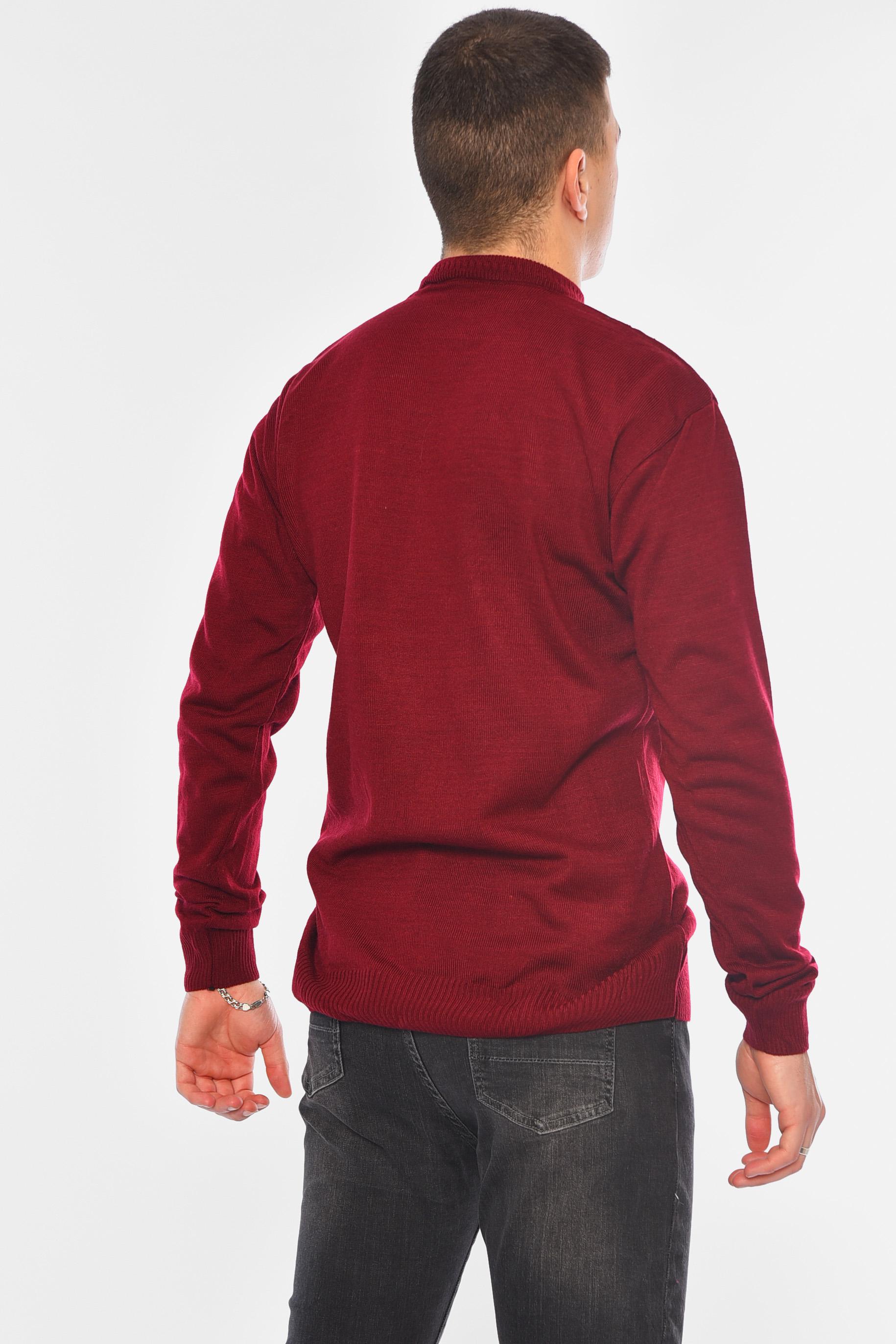 Свитер мужской однотонный M Бордовый (194505) - фото 3 Свитер мужской однотонный M Бордовый (194505) - фото 3