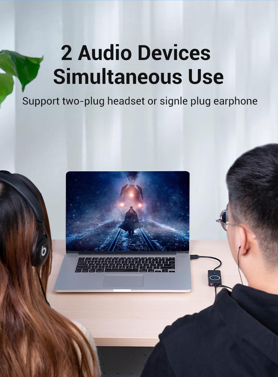 Звукова карта з підтримкою мікрофону Vention USB-3x 3,5 мм minijack 16 біт/48 кГц TRS AUX з керуванням гучності 0,5 м Чорний (CDRBD) - фото 9