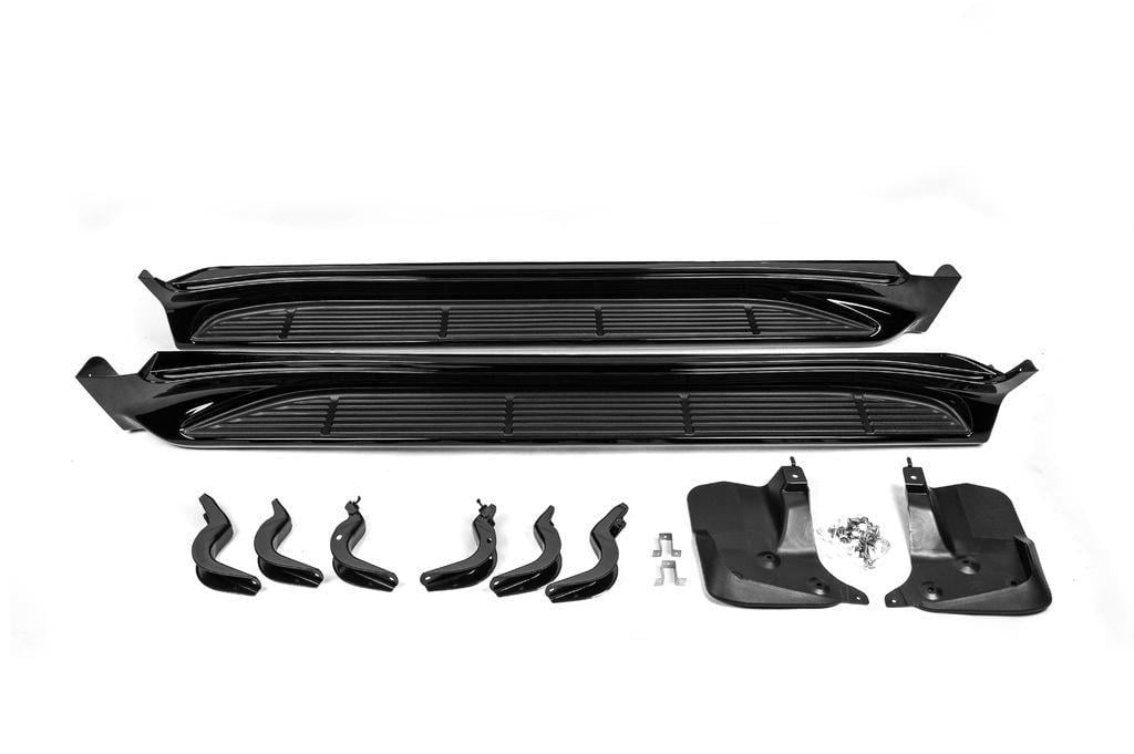 Пороги боковые 1234 Upgrade V2 для Lexus LX570/450d Черный (133145)