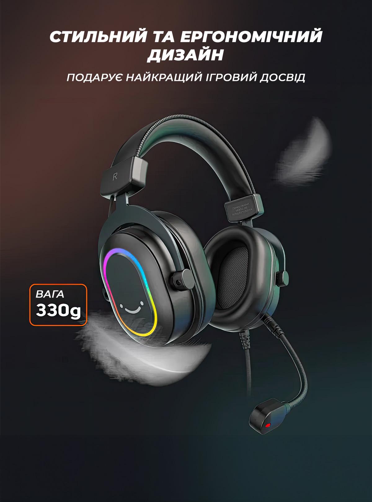 Навушники провідні ігрові з мікрофоном Ampligame H6 7,1 9190 fifine 68827 Чорний - фото 7