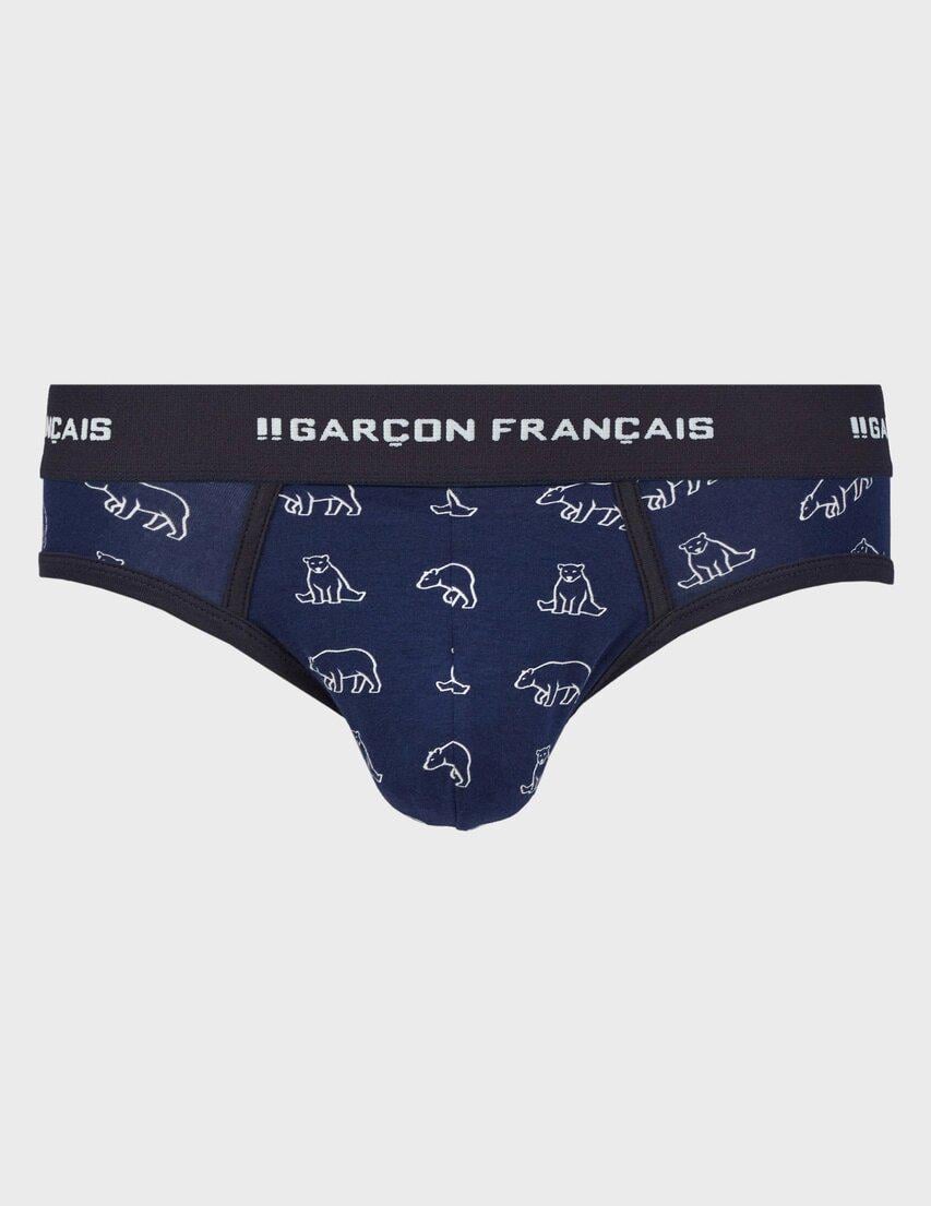 Трусы слипы GARCON FRANCAIS Slip18OUR 3XL с принтом полярного медведя Синий (ZIK0000018881)