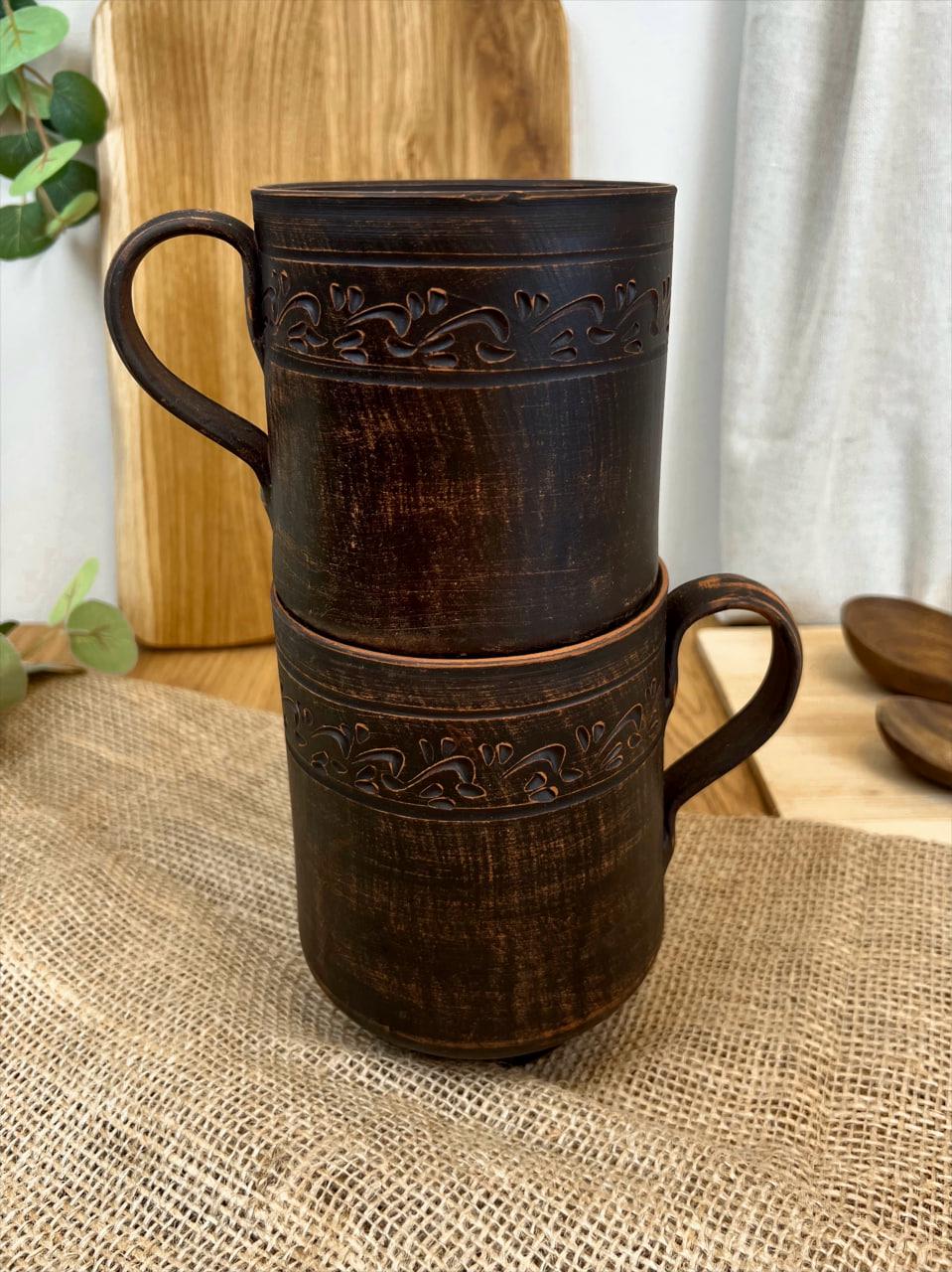 Кружка пивная керамическая глиняная резная декор 1 л (3000-4) - фото 4 Кружка пивная керамическая глиняная резная декор 1 л (3000-4) - фото 4