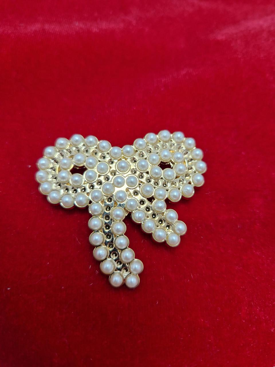 Брошь бантик с бусинами Золотистый (1862665119) Брошь бантик с бусинами Золотистый (1862665119)