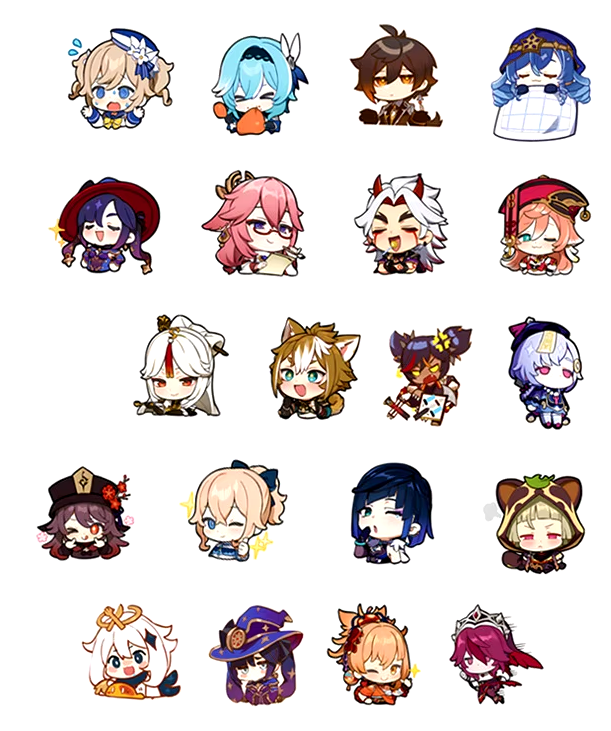 Набор наклеек Импакт Genshin Impact для гаджета/телефона 20 шт. (10036)