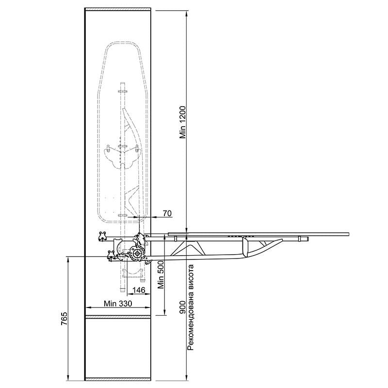 Прасувальна дошка Mullerа вбудована ліва фанера 1100х300 мм (168929) - фото 8 Прасувальна дошка Mullerа вбудована ліва фанера 1100х300 мм (168929) - фото 8