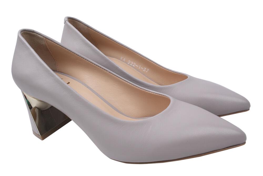 Туфли Aquamarin на каблуке женские из кожи р. 37 Серый (1713-20DT)
