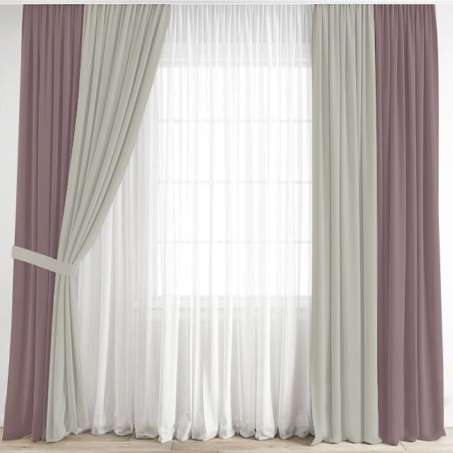 Комплект штор Academy Gardin Двухцветный 150х280 см 2 шт. Пепельно-фиолетовый/Светло-серый