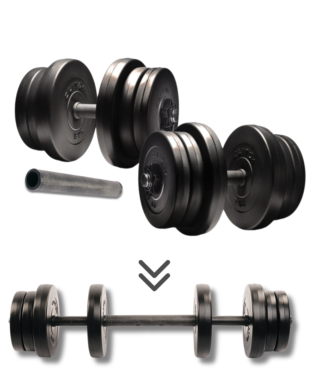 Гантелі Elitum 2 шт. 21 кг з подовжувачем грифа для штанги (4670) - фото 1