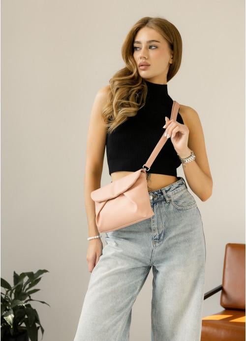 Женская сумка кросс-боди Sambag из экокожи Пудровый (1117023417)