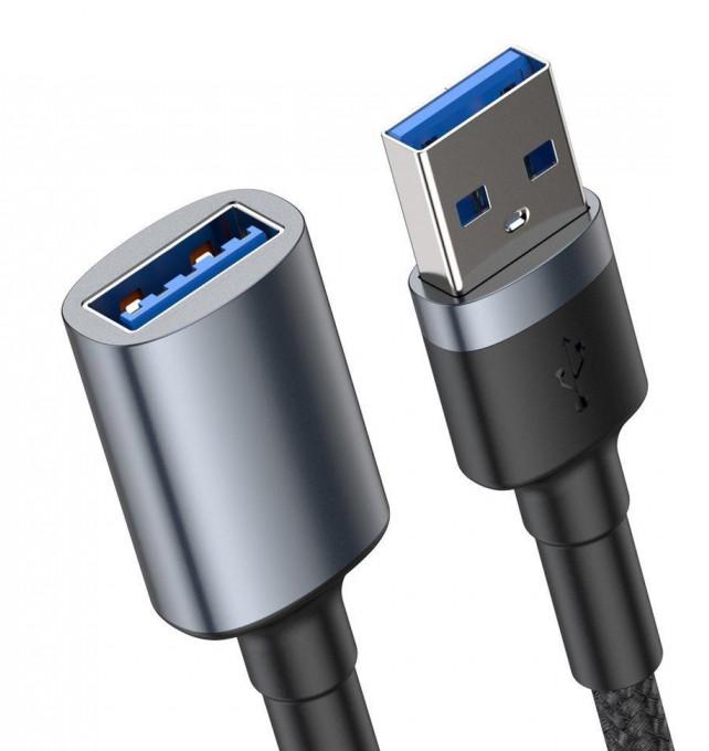 Кабель-подовжувач Baseus Cafule USB3.0 Male USB 3.0 Female 2 А 1 м Чорний/Сірий (CADKLF-B0G) - фото 2