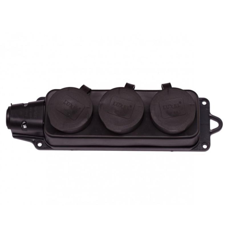 Колодка LUXEL 1133 16А 3 розетки с заземлением каучук (00000010329)