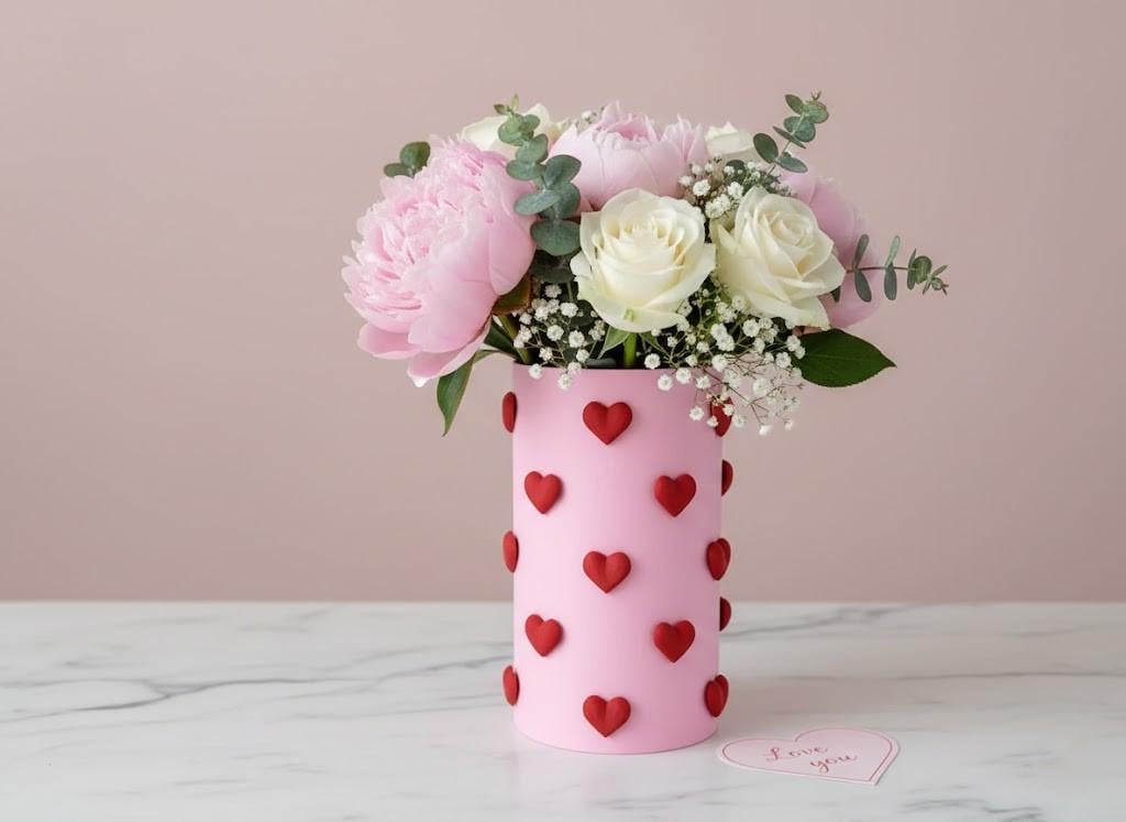 Ваза с сердцами 11x17x11 см Красный (2916923542)