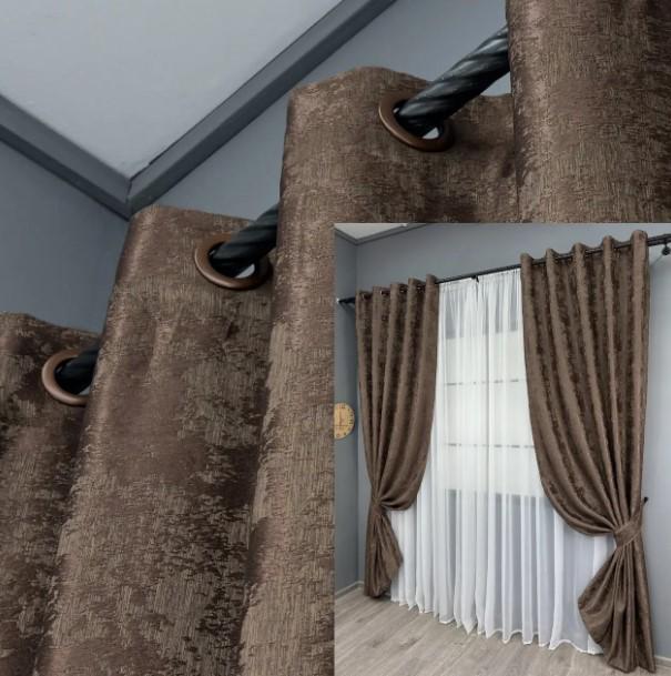 Комплект штор на люверсах Sultan XO жакард 1,5х2,5 м 2 шт. Коричневий (1557ш 37-0252) - фото 6 Комплект штор на люверсах Sultan XO жакард 1,5х2,5 м 2 шт. Коричневий (1557ш 37-0252) - фото 6