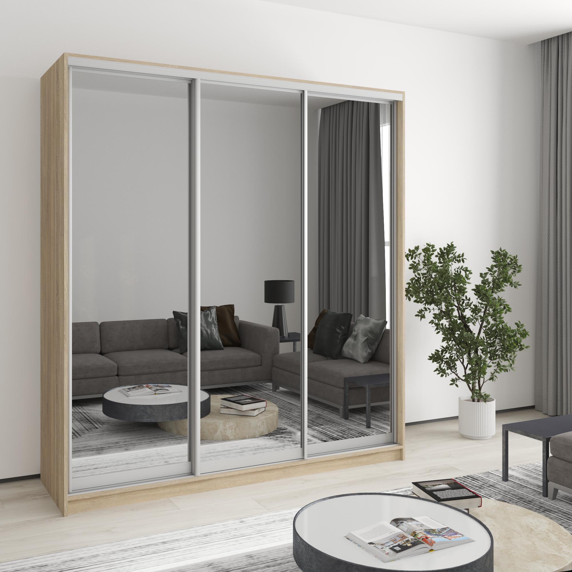 Шкаф-купе трехдверный MebelStar Комбо AL 3 зеркала 190x60x240 см Дуб сонома (MBS-1782)