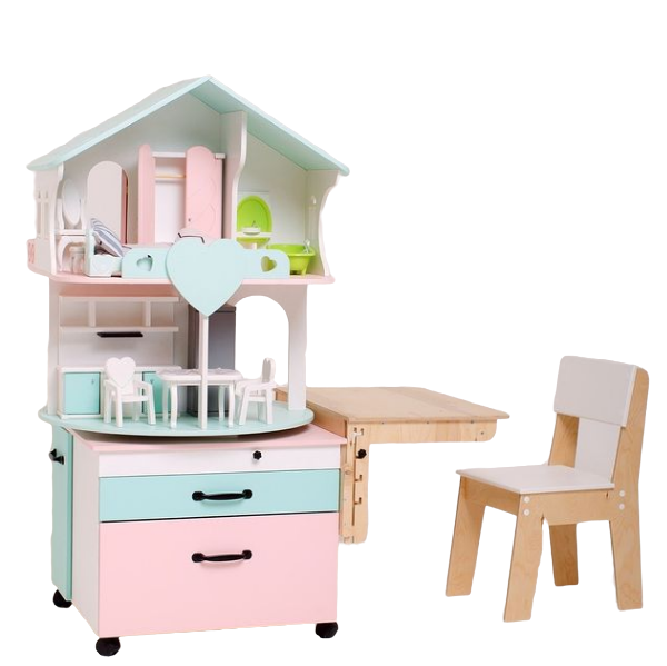 Дитячий комплекс Лагода ляльковий будиночок/тумба/стіл М'ятний (48e4b307)