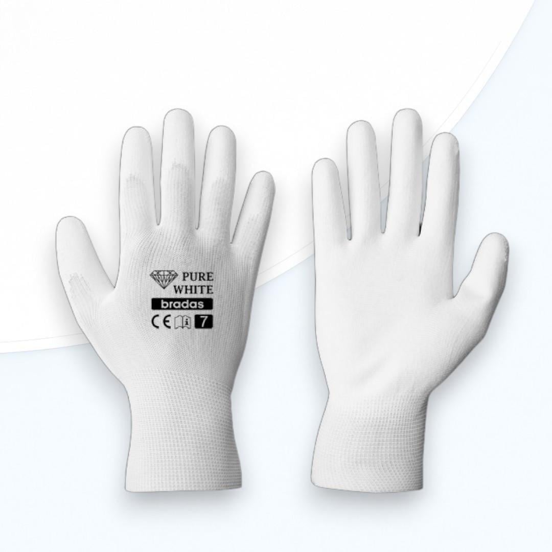 Перчатки защитные Bradas PURE полиуретан р. 10 White (2342368221)