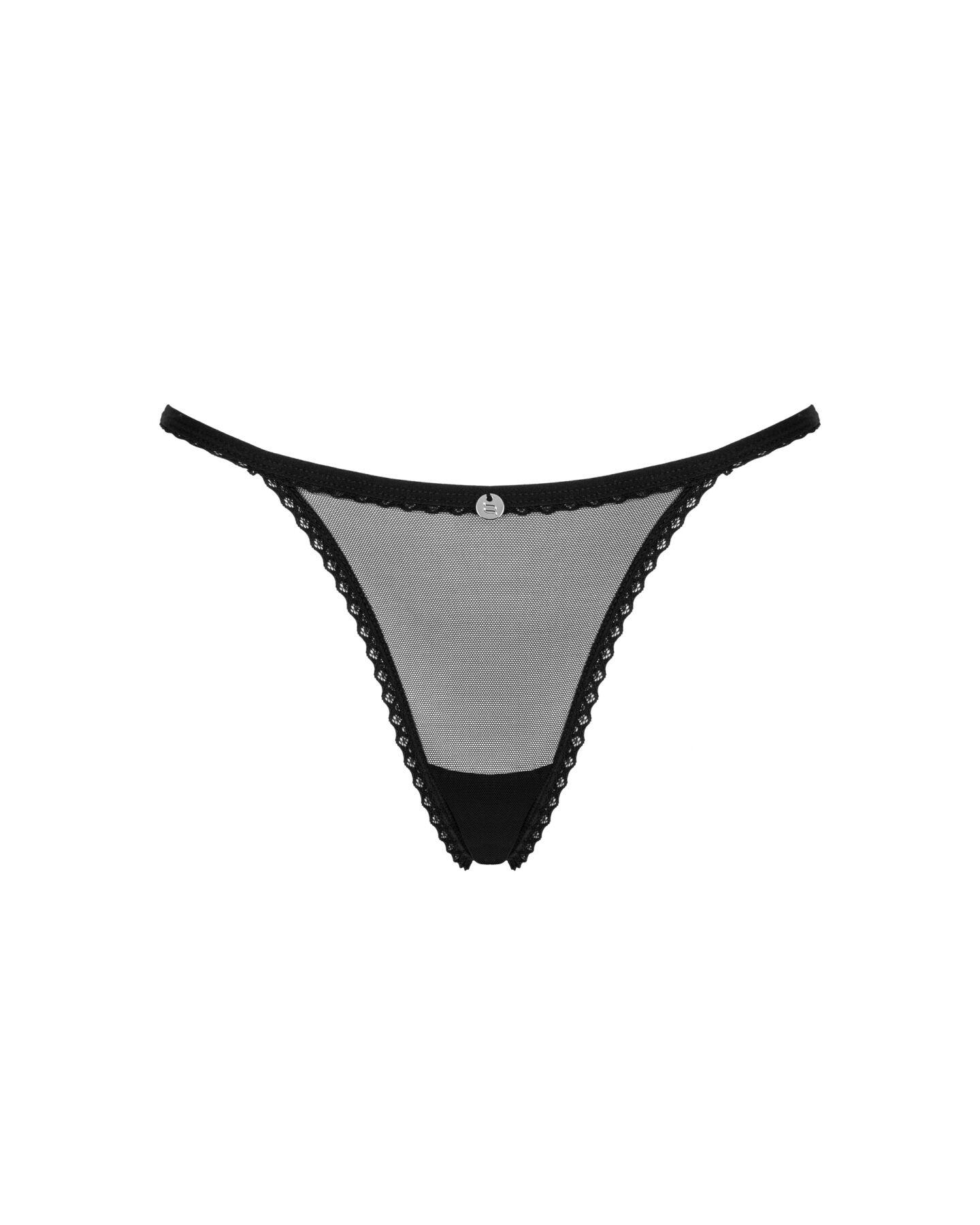 Прозрачные стринги с кружевом Obsessive Celia Noir thong Черный M/L - фото 5