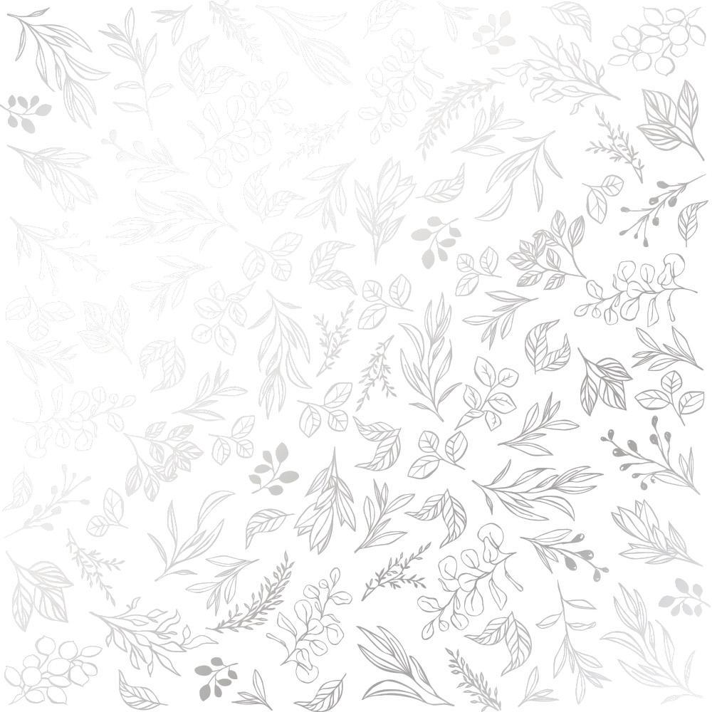 Лист бумаги односторонний Silver Branches с серебряным тиснением 30,5х30,5 см White