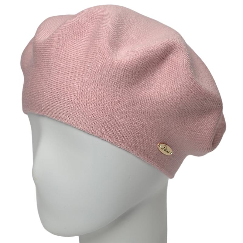 Берет женский двойной Novita Софи из вискозы теплый мягкий L р. 57-58 Розовый