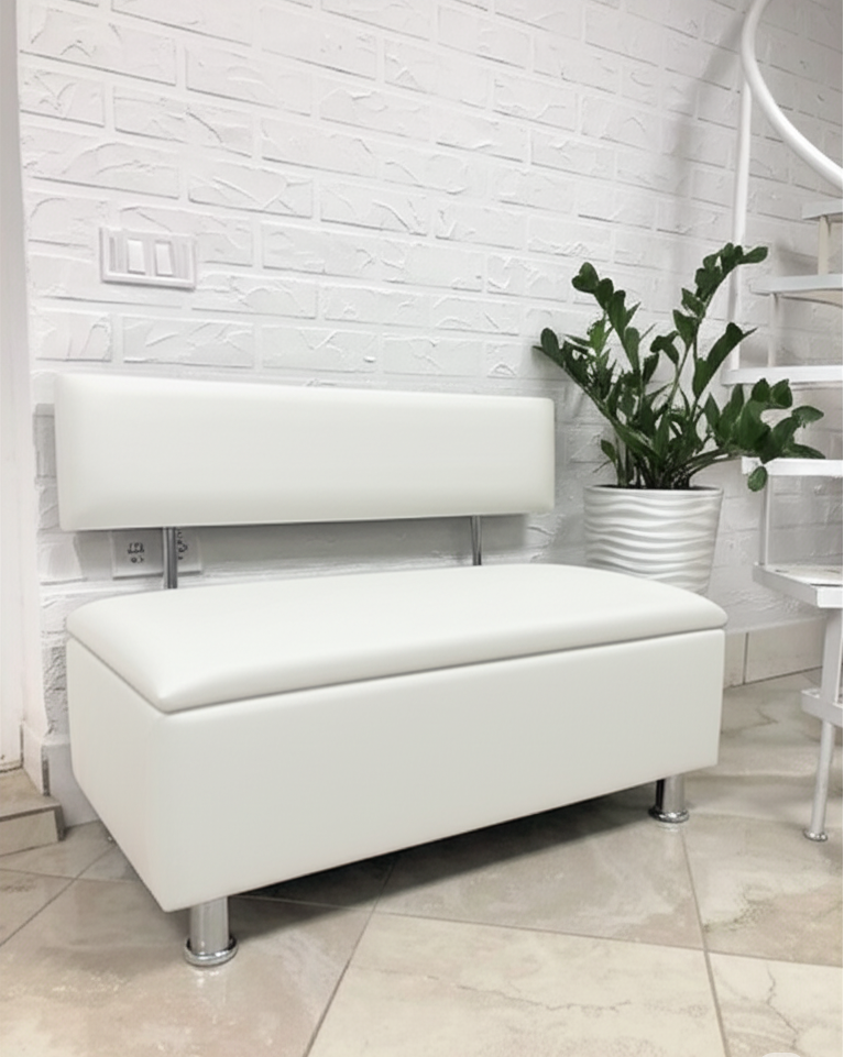 Диван у зону очікування Сompakt штучна шкіра 120 см Білий