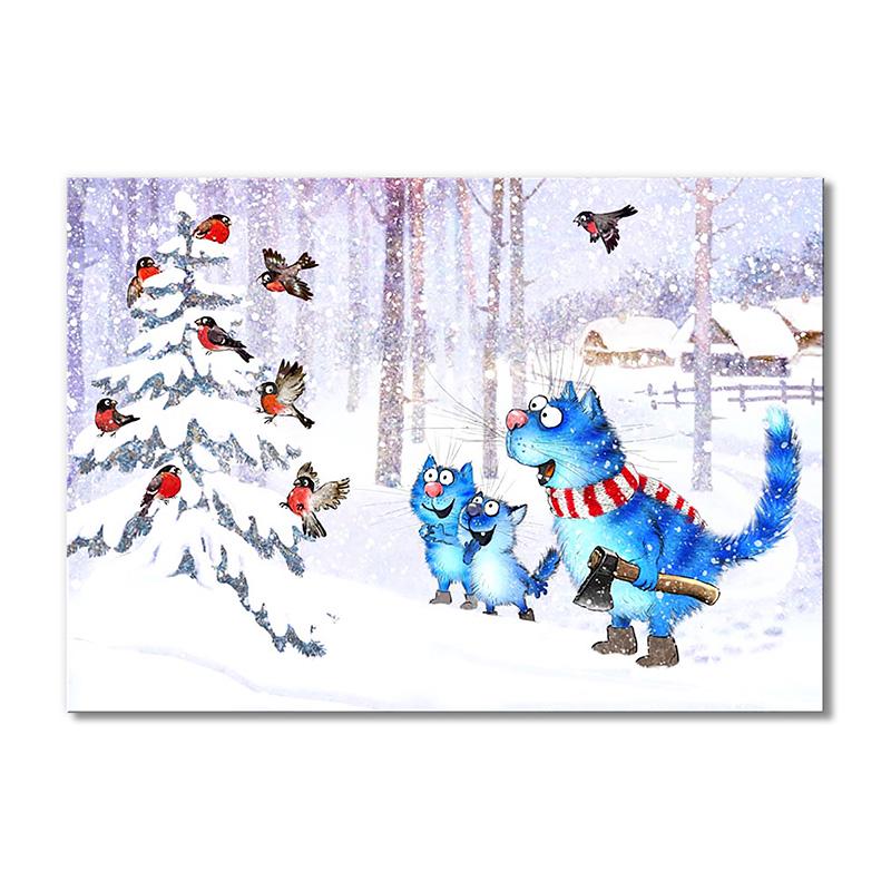 Модульная картина За ёлкой. Декабрь 1 модуль 80x120 см (_rinaz_20151626)