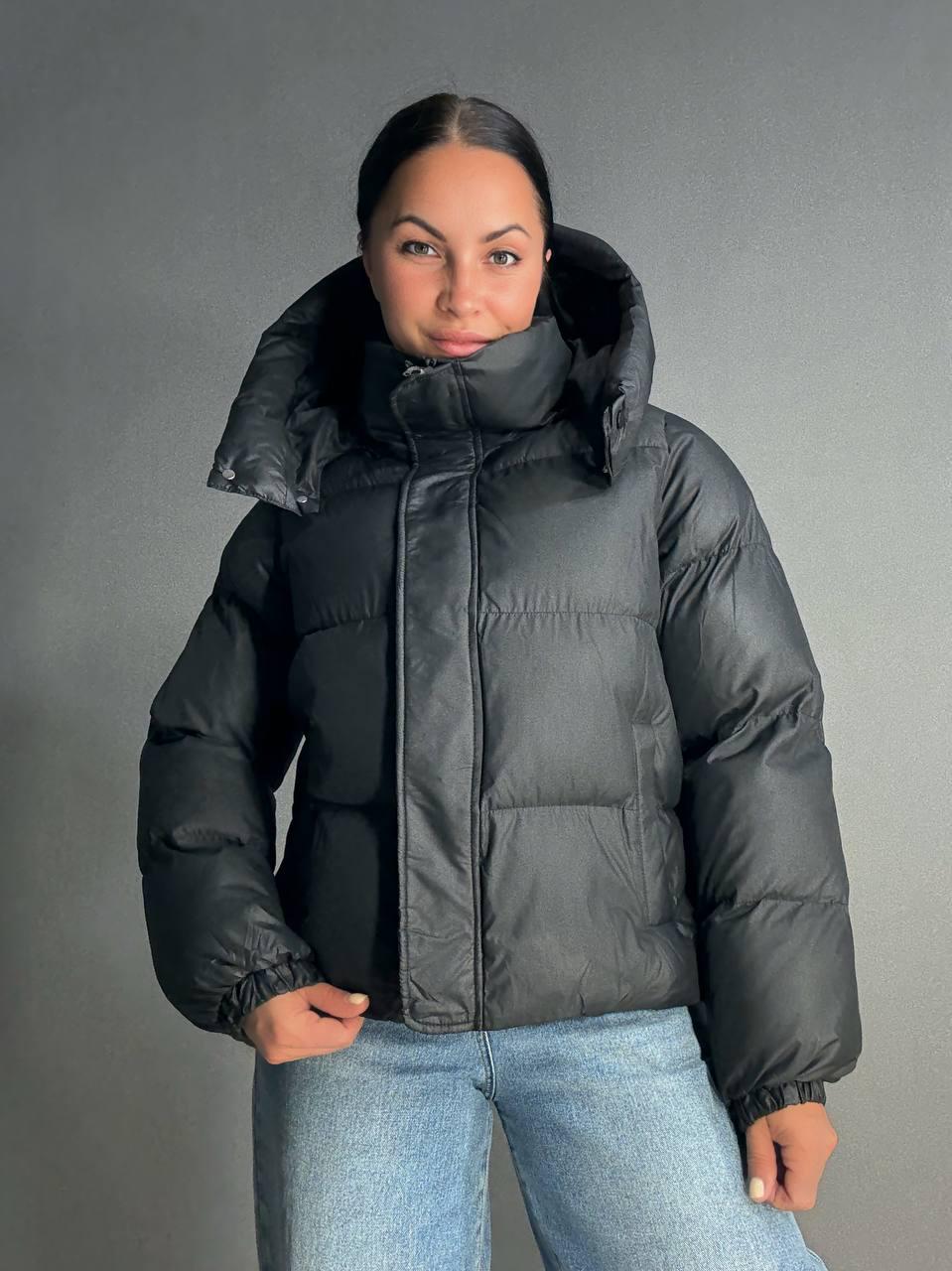Куртка женская Lady Yep 10005 дутая пуффер с капюшоном р. 46 Черный - фото 7