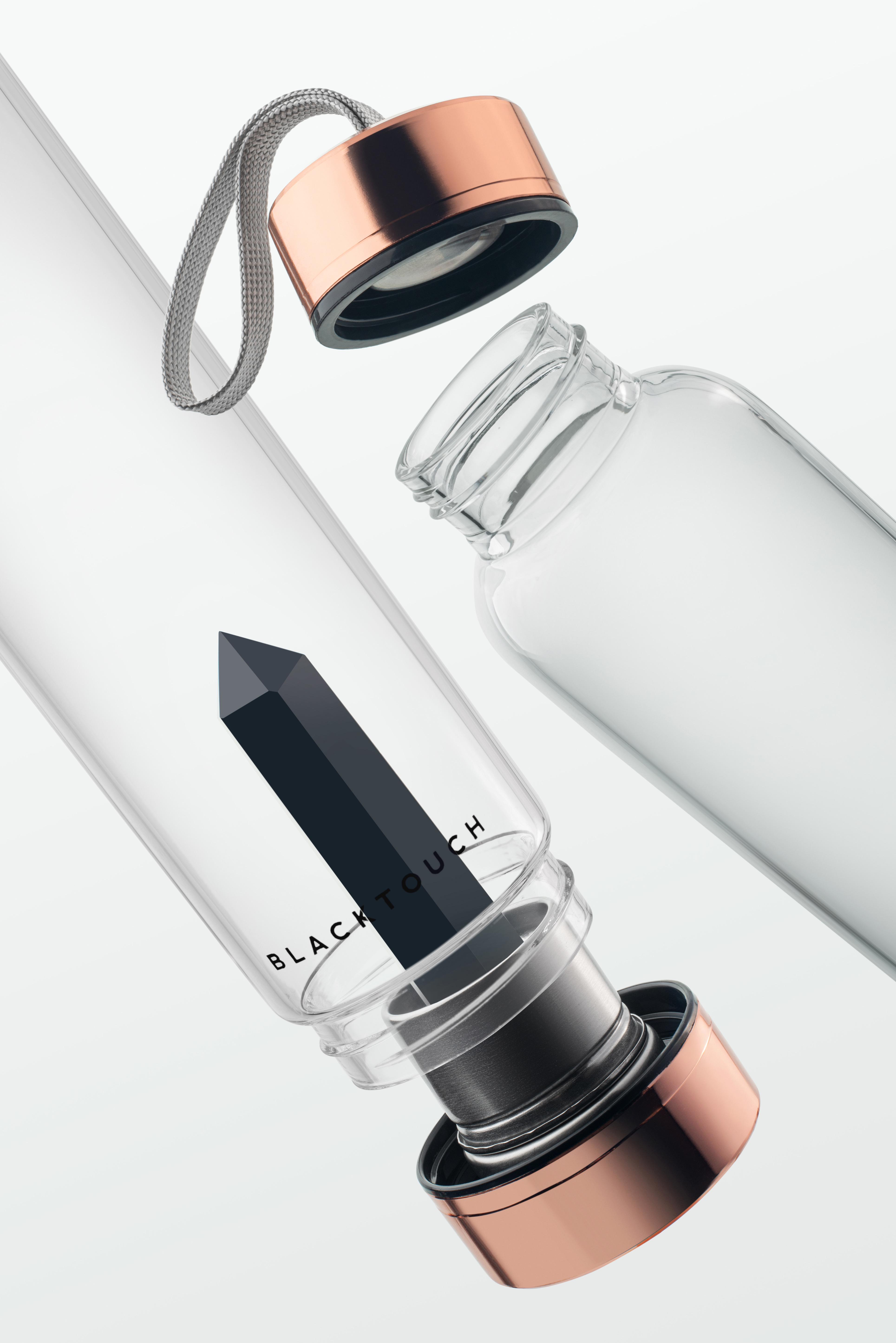 Пляшка для води Elixir з кристалом обсидіана скляна 500 мл (80228) - фото 4