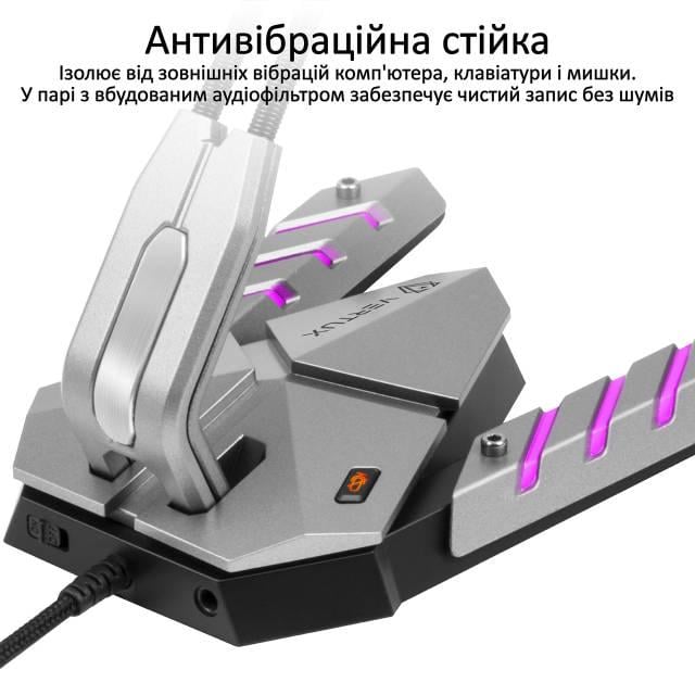 Микрофон Vertux Streamer-3 LED USB Grey - фото 2