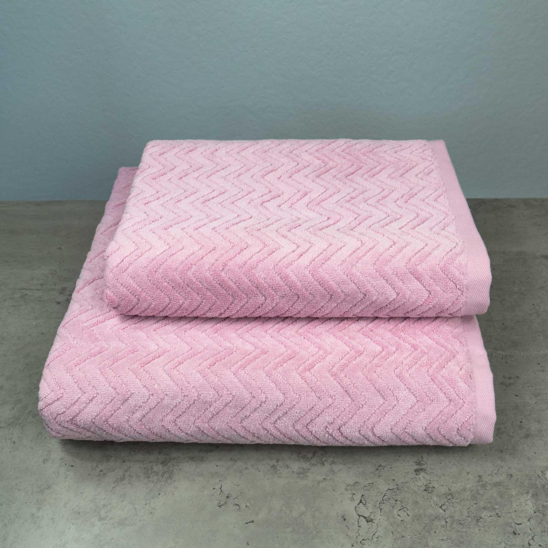 Набор полотенец GM Textile жаккардовые с велюром 2 шт. 50x90 см/70x140 см Розовый (550-2k-gv-pink)