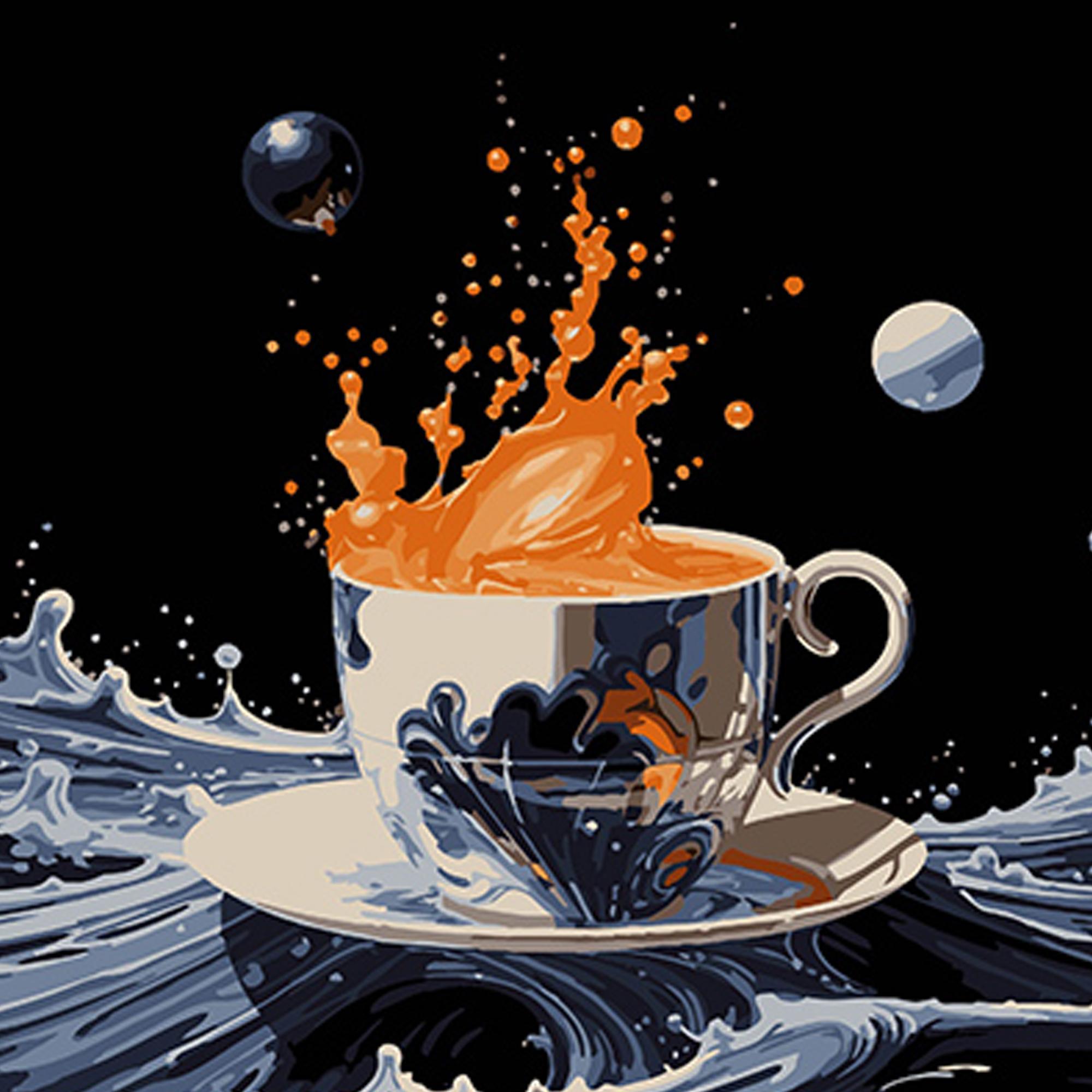 Картина по номерам Strateg Премиум Абстрактная чашка на воде на черном фоне 40х40 см (AV4040-66)