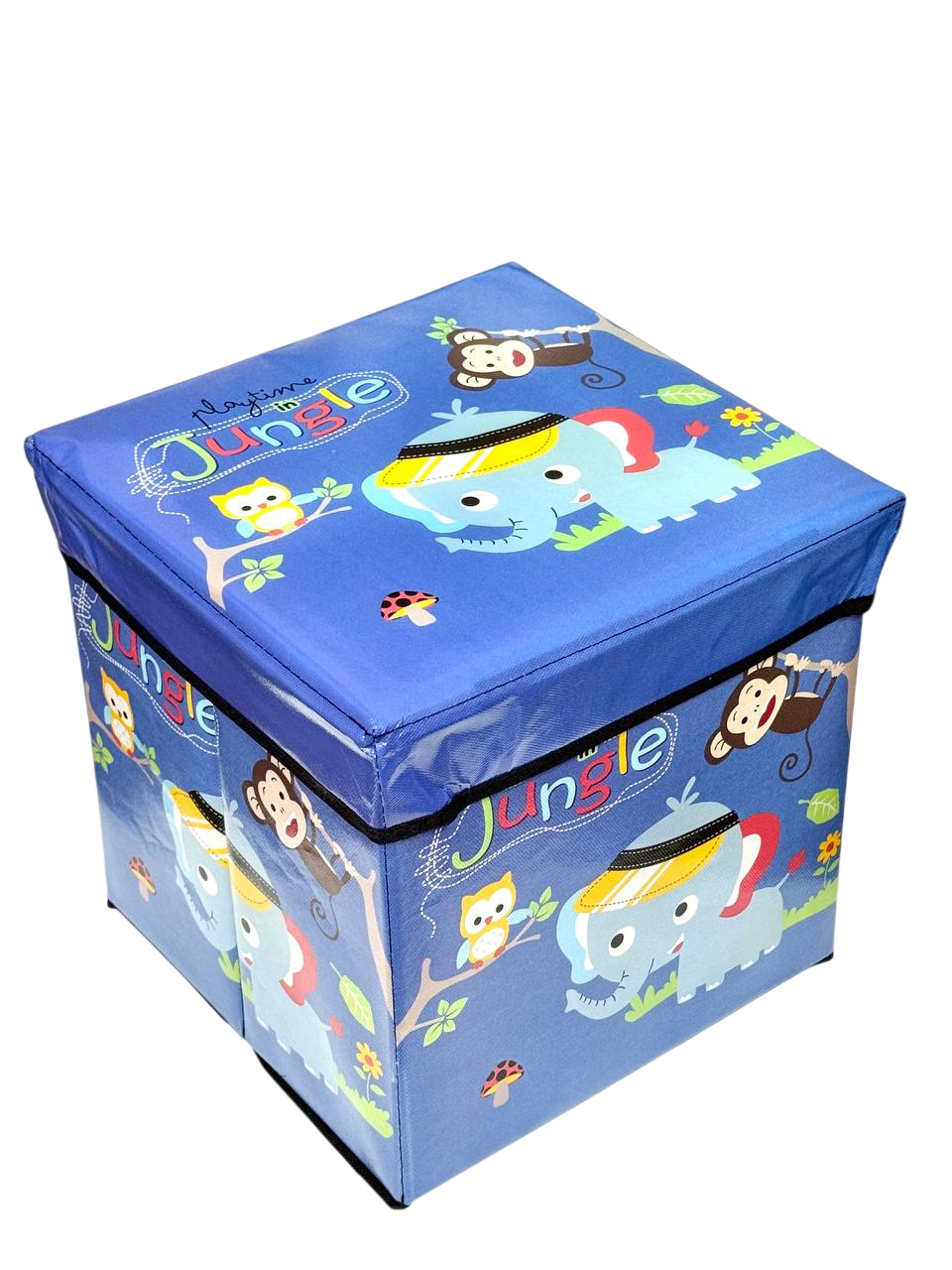 Корзина-пуф для хранения игрушек Fun Game R89687 Звери джунглей Синий (2709180219)