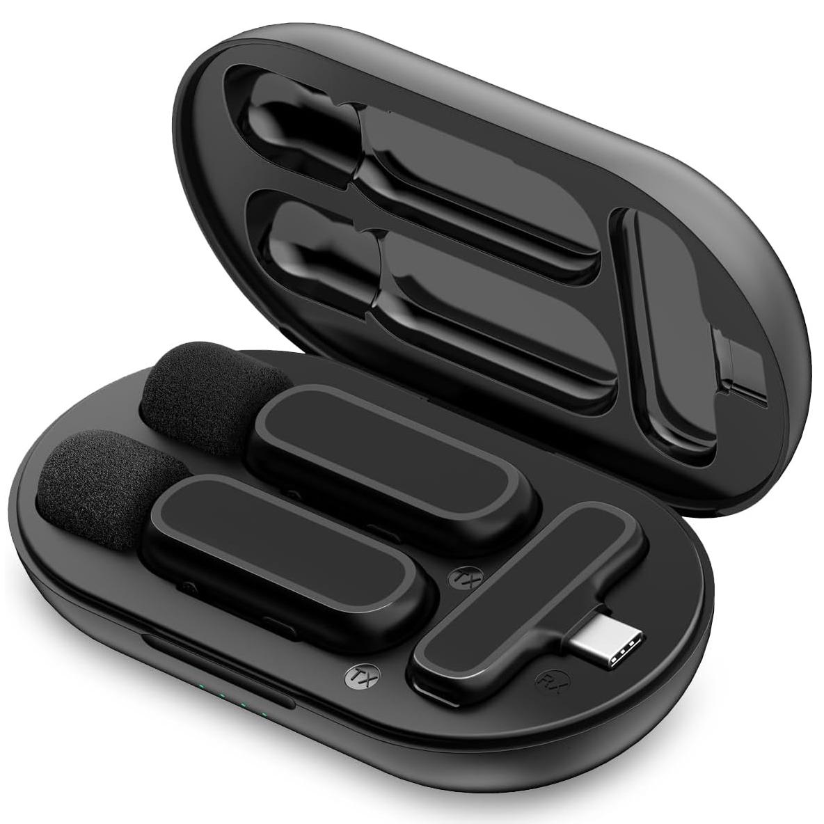 Микрофон двойной Savetek P33-2 Type-C для смартфонов/планшетов с зарядным кейсом до 20 м беспроводной петличный - фото 16