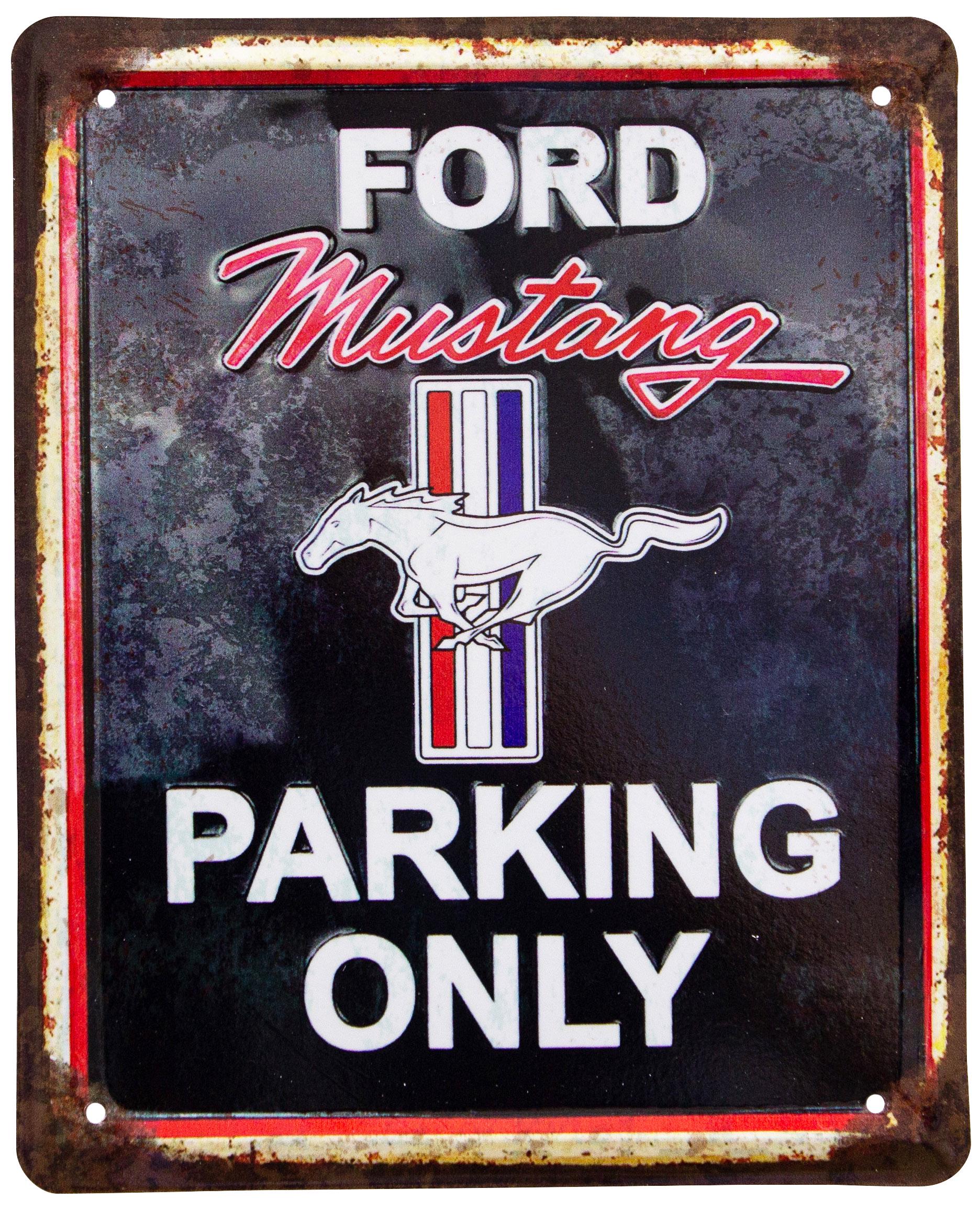Табличка металлическая Ford Mustang Parking Only 18x22 см