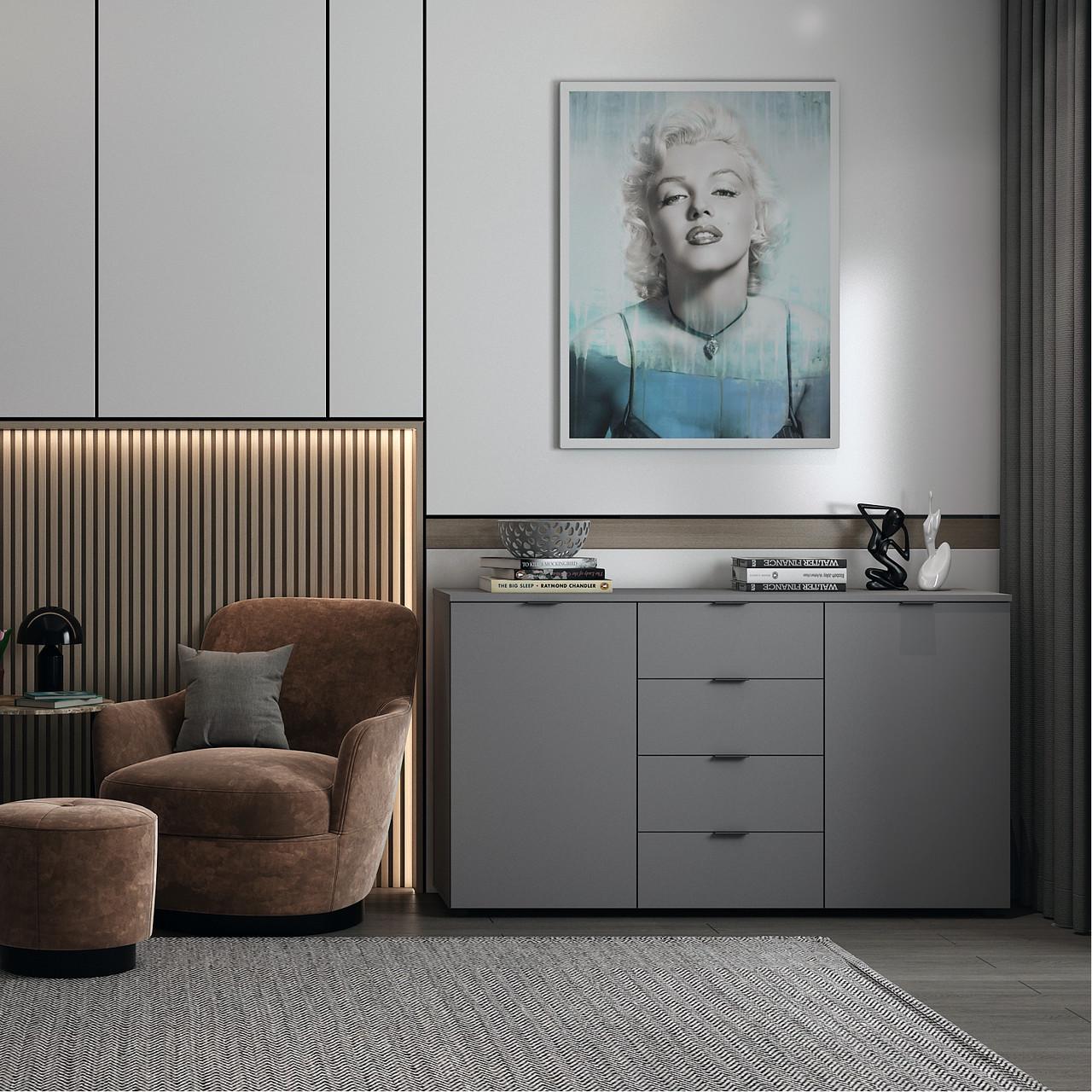 Комод в гостиную Doros Рон 6 120х38х100 см Графит (DRS-011303) - фото 5 Комод в гостиную Doros Рон 6 120х38х100 см Графит (DRS-011303) - фото 5