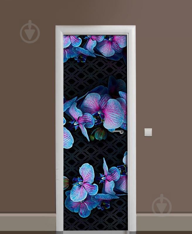 Наклейка на дверь Zatarga «Ночь голубой орхидеи» 650х2000 мм виниловая 3Д наклейка декор самоклеящаяся