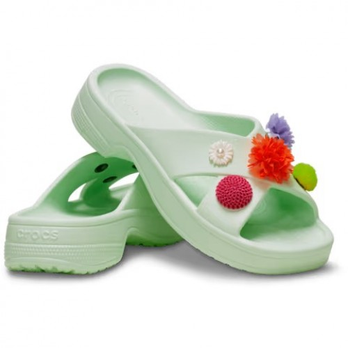 Шльопанці жіночі Crocs Classic Wildflower Cross Strap Jade Tint р. 38-39 М'ятний (21821)