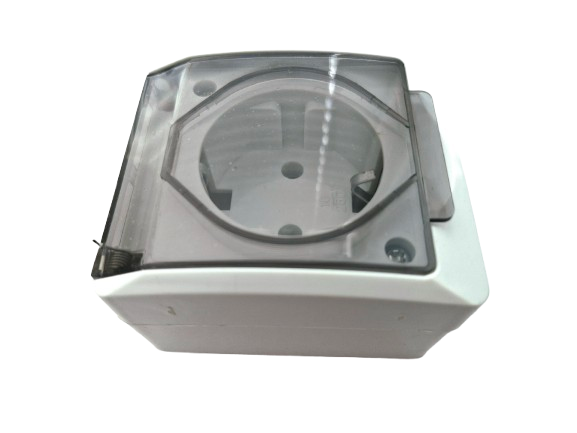 Розетка накладна Brille з захисною кришкою з заземленням IP44 (yl6287)