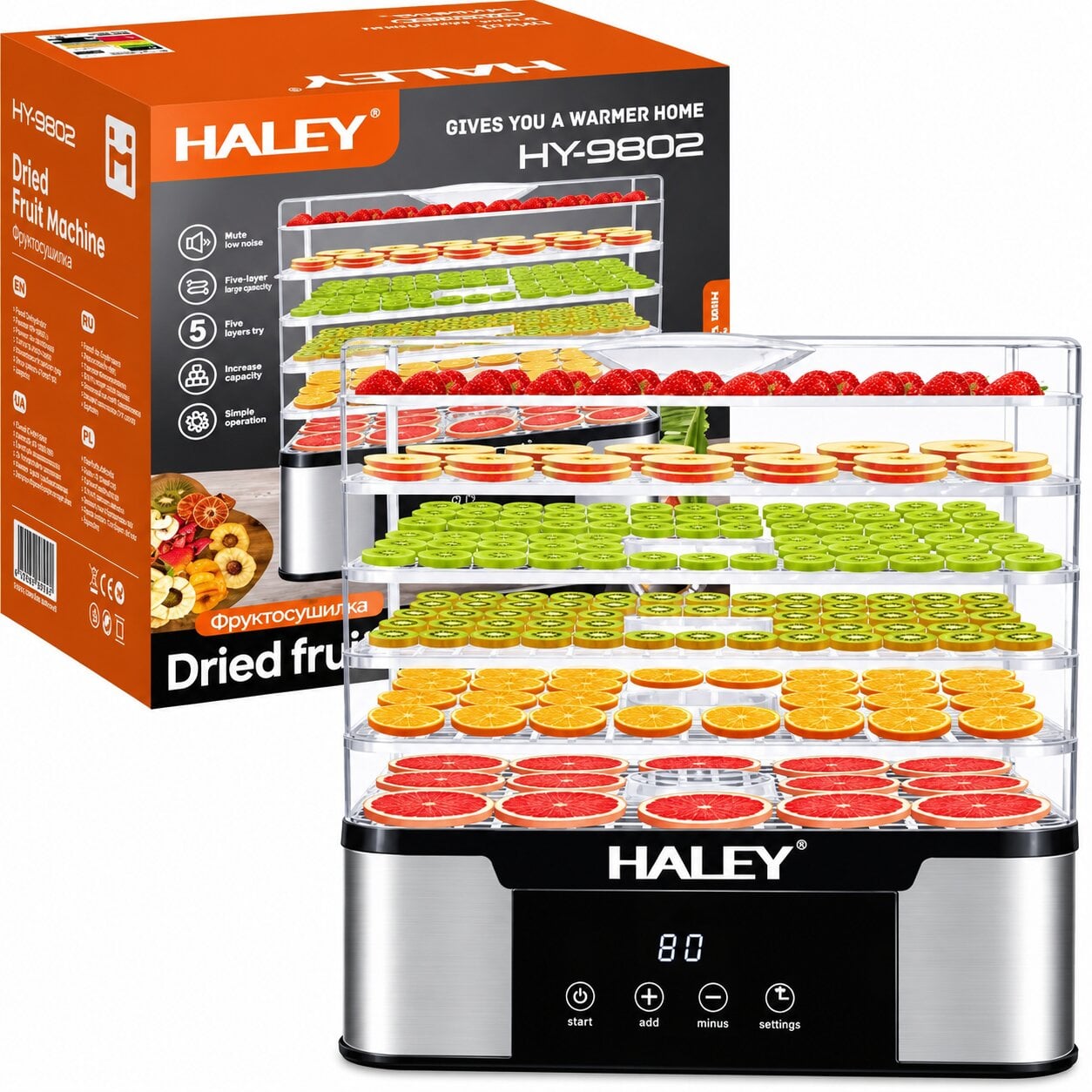 Дегидратор электрический Haley HY-9802 5 лотков 350 Вт (37481534) Дегидратор электрический Haley HY-9802 5 лотков 350 Вт (37481534)