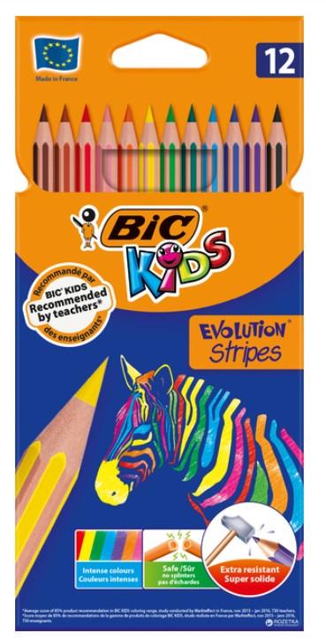 Олівці кольорові BIC Kids Evolution Stripes 12 шт. (2700688657) Олівці кольорові BIC Kids Evolution Stripes 12 шт. (2700688657)