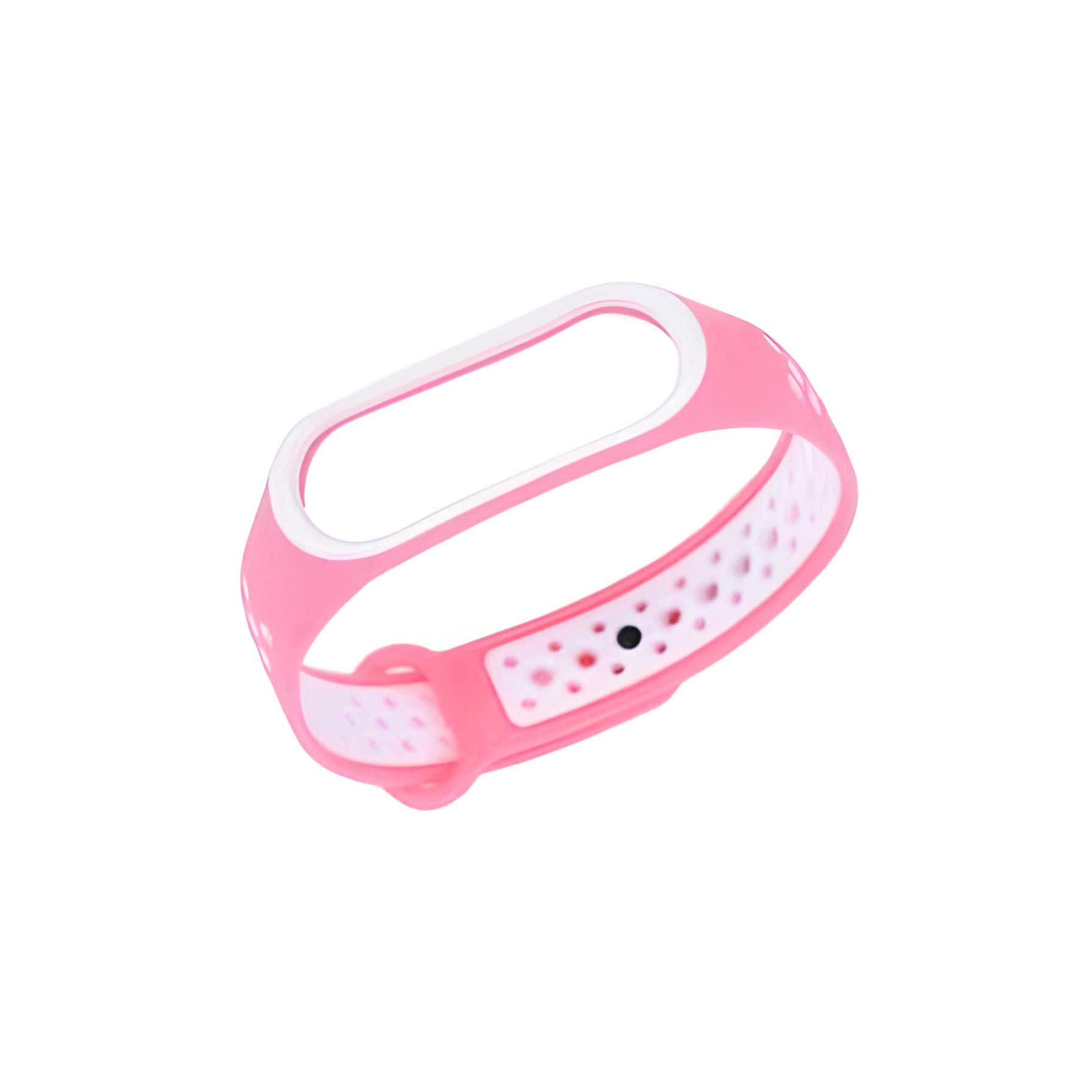 Ремешок для фитнес браслета Xiaomi Mi Band 3 4 Pink/White