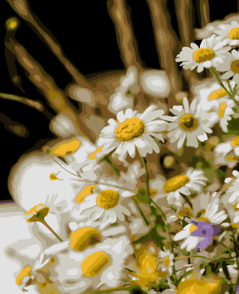 Картина по номерам Strateg Премиум Полевые ромашки с лаком и уровнем 40x50 см (SY6754)