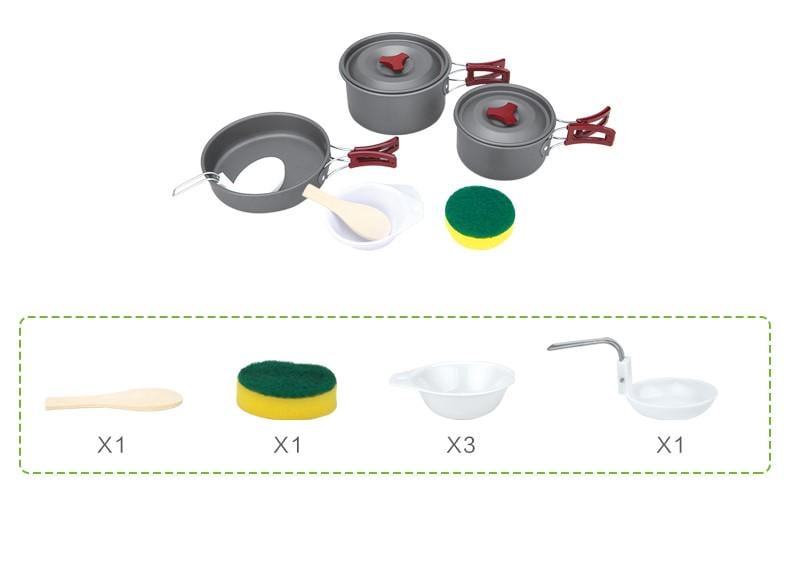 Набір посуду туристичного BRS-153 алюміній з чохлом (26637273) - фото 2 Набір посуду туристичного BRS-153 алюміній з чохлом (26637273) - фото 2