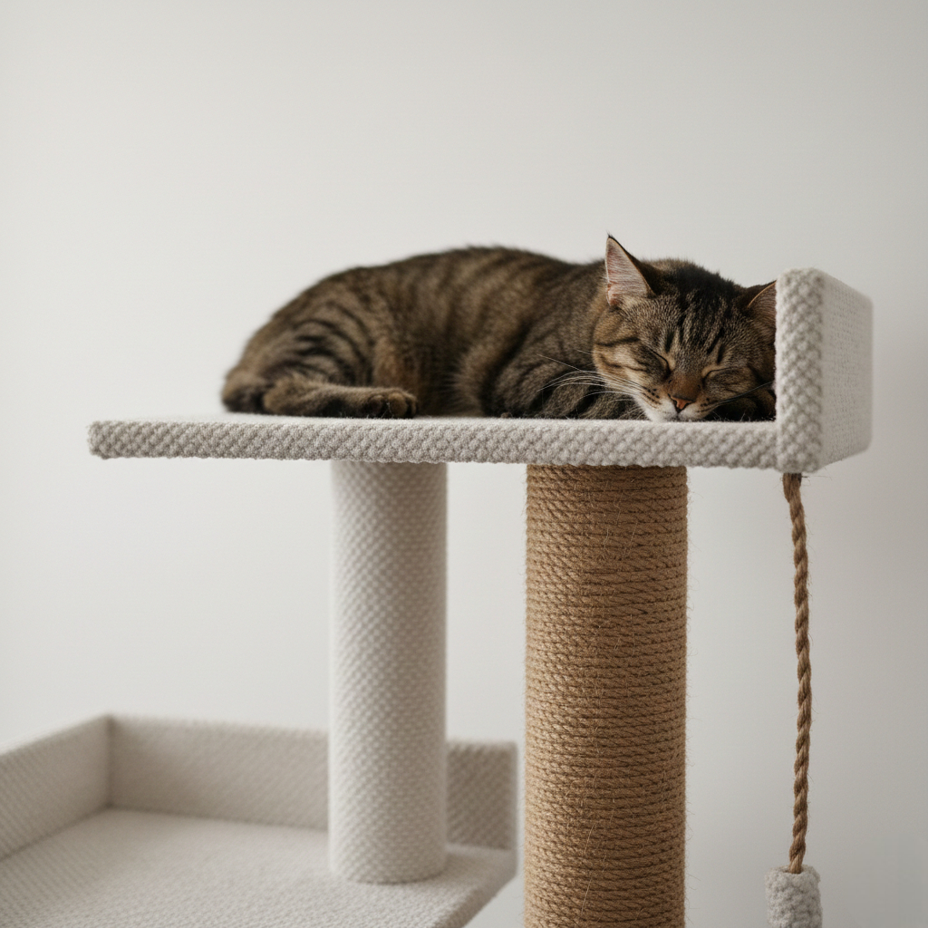 Когтеточка для кошки с двумя лежанками 75 см