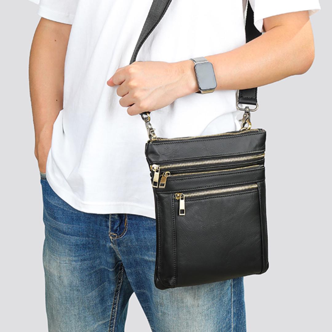 Чоловіча сумка через плече Lorian з натуральної шкіри на одне основне відділення Чорний (LR 256164-black) Чоловіча сумка через плече Lorian з натуральної шкіри на одне основне відділення Чорний (LR 256164-black)