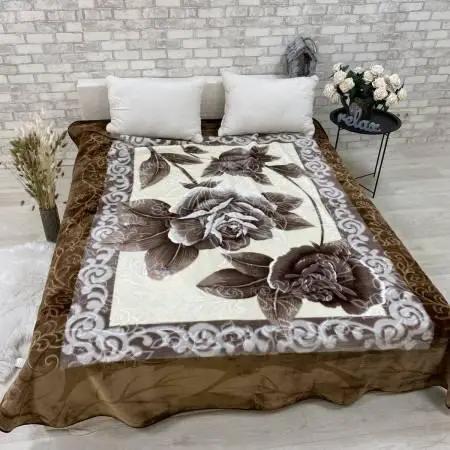 Покрывало плюшевое велюровое евро 200х240 см Коричневый (П4К-al-cap-pled-007)