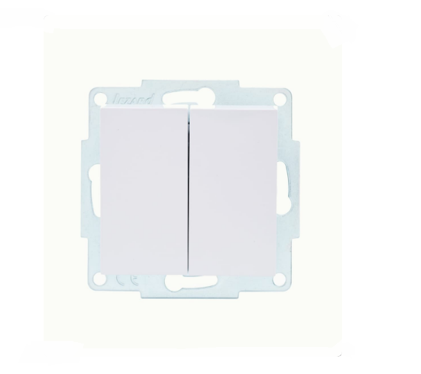 Выключатель двухклавишный Lezard Vesna Белый (26424488)