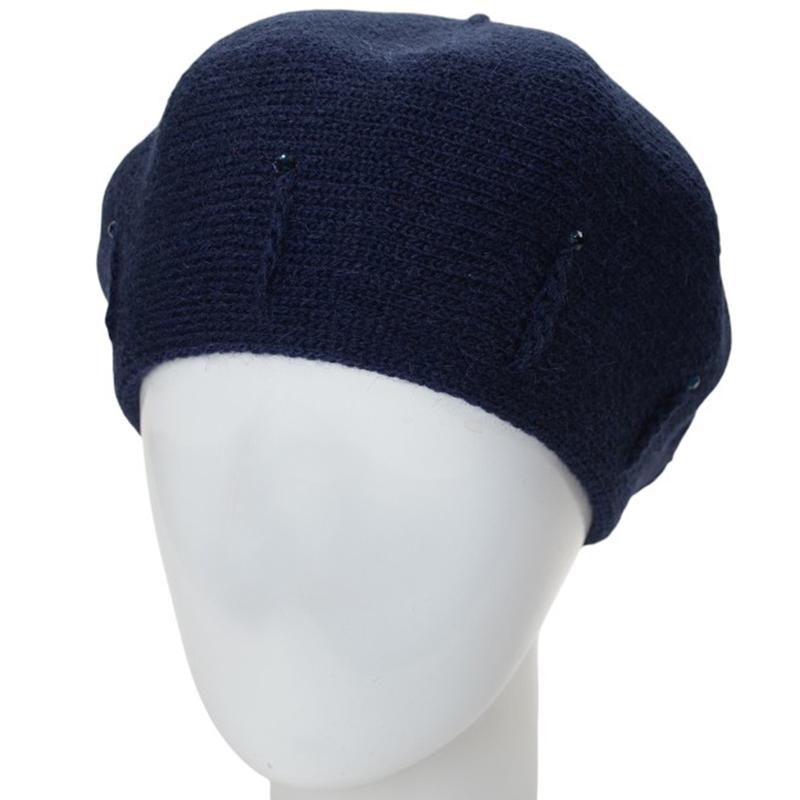 Берет жіночий Lirus Тіна з візерунком та стразами one size Синій (281881) - фото 1